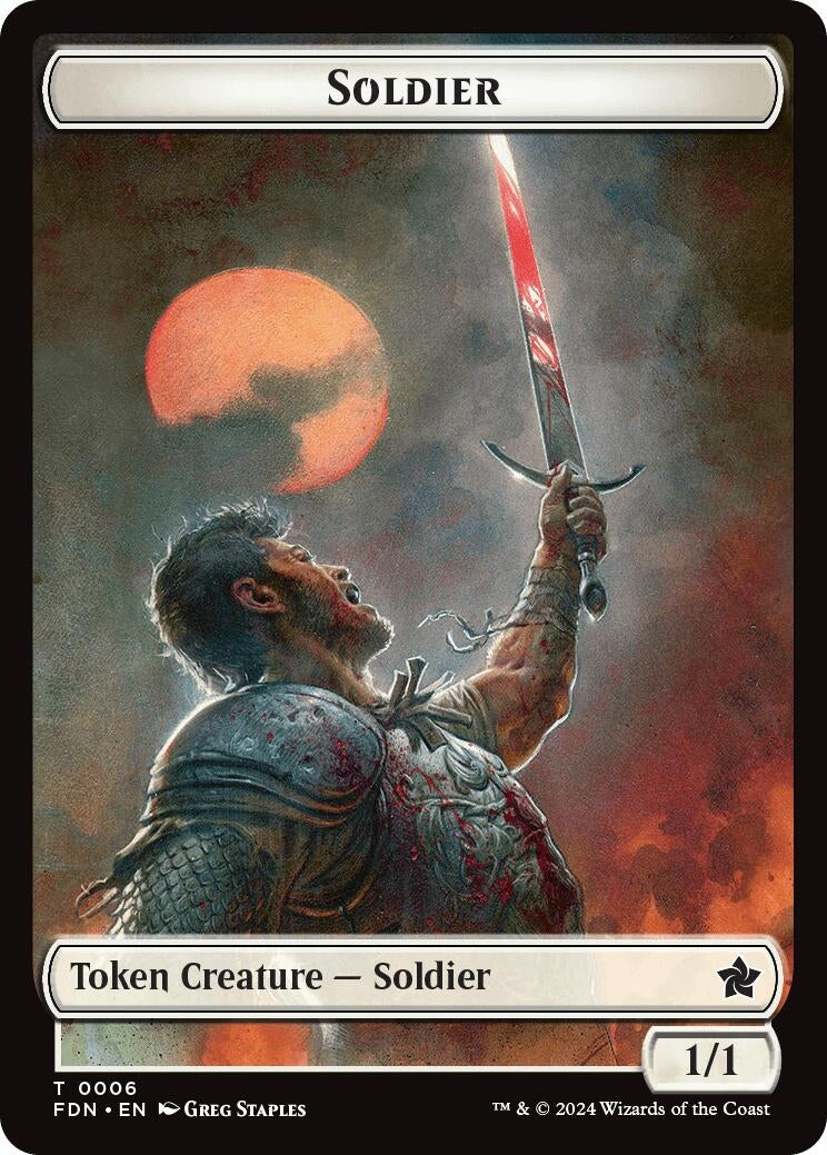 Soldier // Faerie Double-Sided Token (6 // 9) (Foundations)