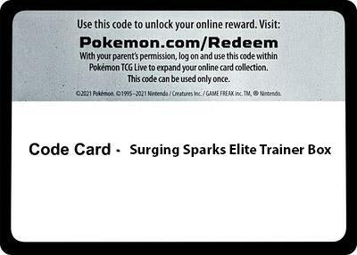 Code Card - Surging Spark Elite Trainer Box (SV08: Surging Sparks)
