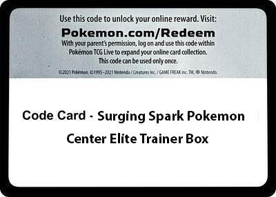 Code Card - Surging Sparks Pokemon Center Elite Trainer Box (SV08: Surging Sparks)
