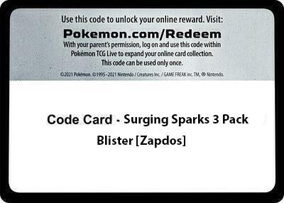 Code Card - Surging Sparks 3 Pack Blister [Zapdos] (SV08: Surging Sparks)