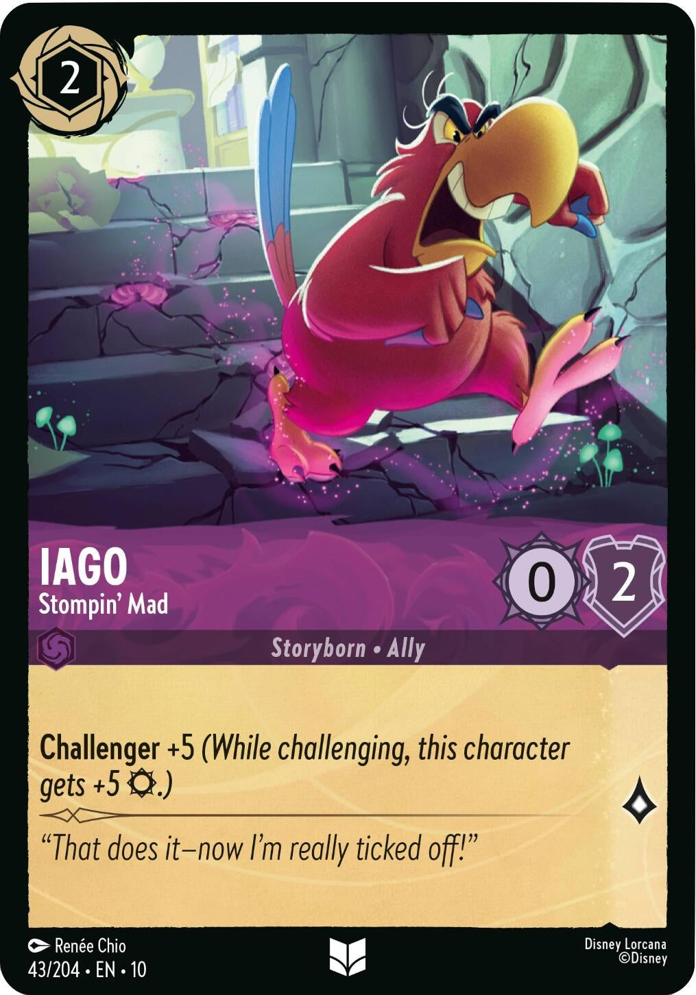 Image for Iago - Stompin' Mad (43/204) (Whispers in the Well) - Disney Lorcana