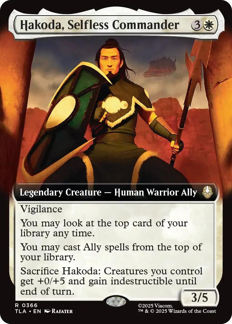 Image for Hakoda, Selfless Commander (Extended Art) (366) (TLA) - Magic: The Gathering