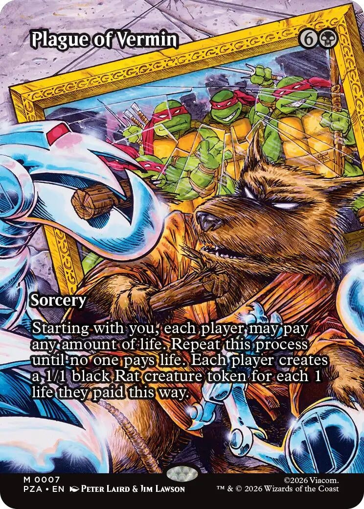 Image for Plague of Vermin (Borderless) (7) (Teenage Mutant Ninja Turtles Source Material) - Magic: The Gathering