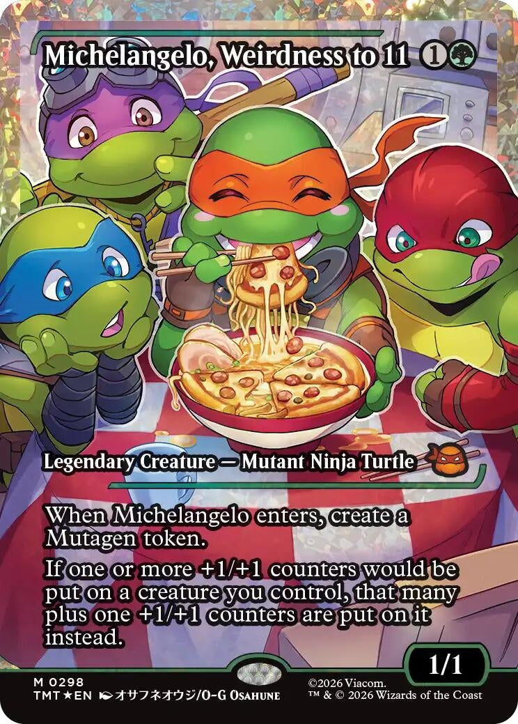 Michelangelo, Weirdness to 11 (Showcase) (Fracture Foil) (298) (Teenage Mutant Ninja Turtles)