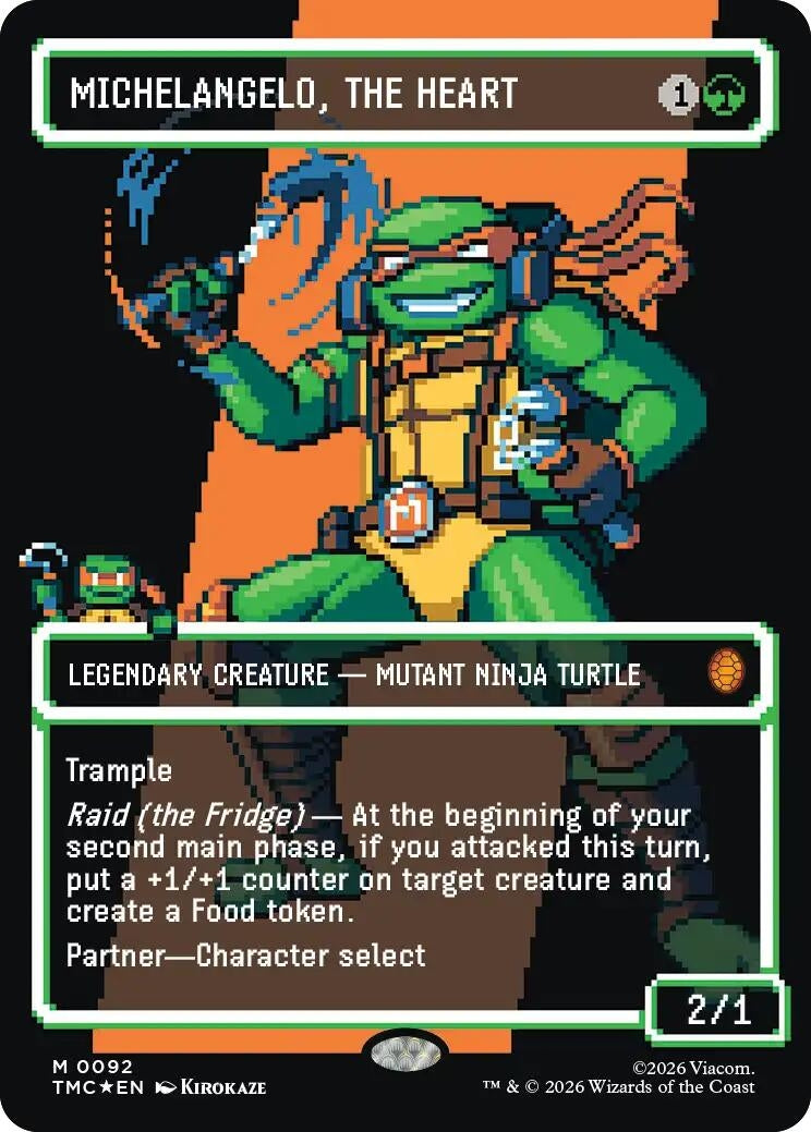 Michelangelo, the Heart (0092) (Borderless) (Surge Foil) (92) (Teenage Mutant Ninja Turtles)