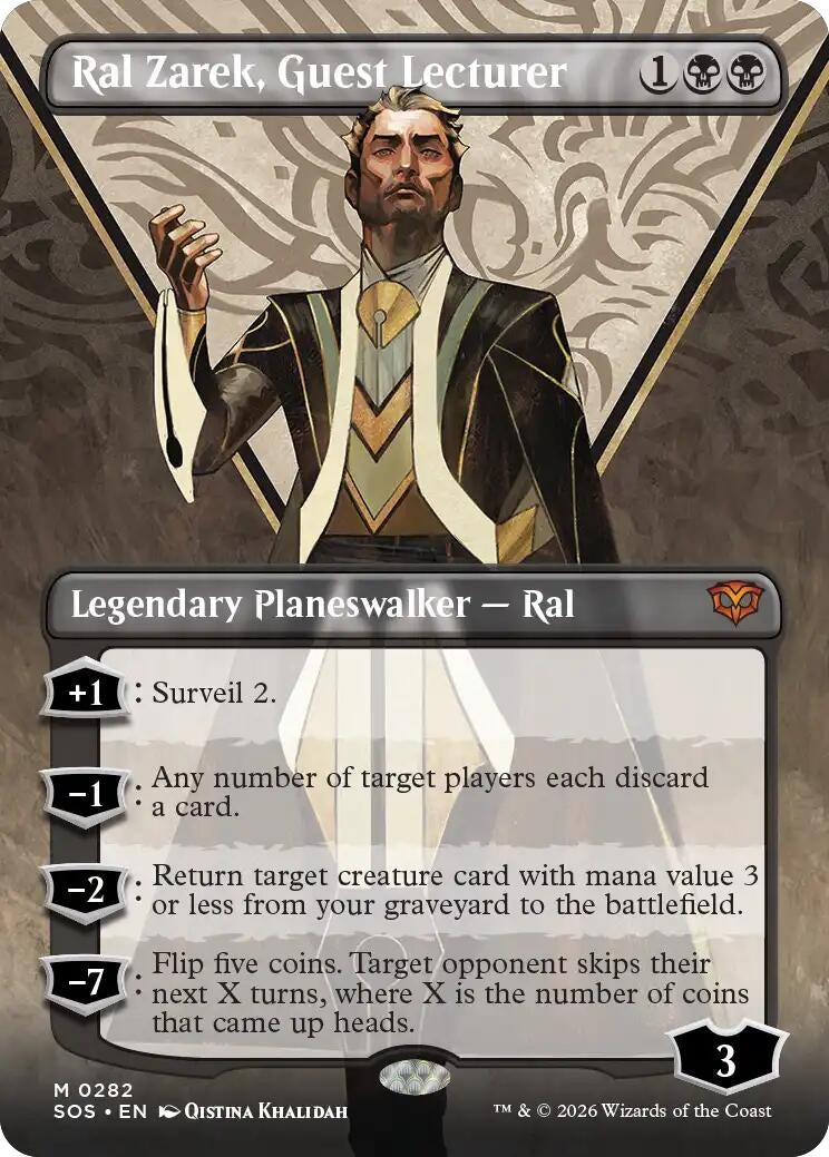Image for Ral Zarek, Guest Lecturer (Borderless) (282) (Secrets of Strixhaven) - Magic: The Gathering