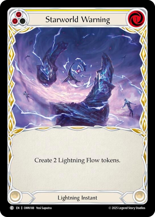 Image for Starworld Warning (Yellow) (OMN188) (Omens of the Third Age) (OMN) - Flesh and Blood TCG