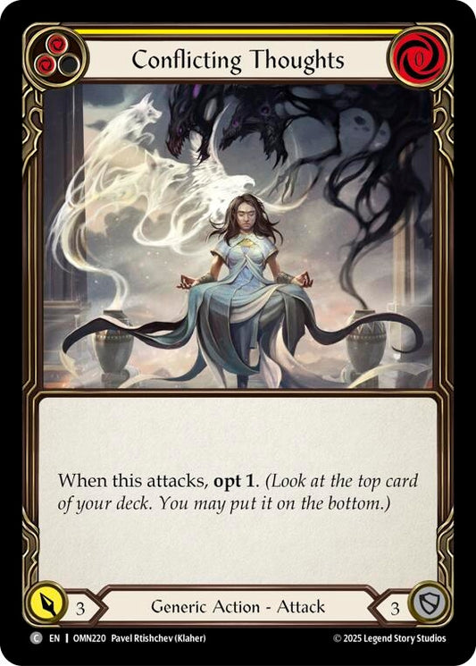 Image for Conflicting Thoughts (Yellow) (OMN220) (Omens of the Third Age) (OMN) - Flesh and Blood TCG