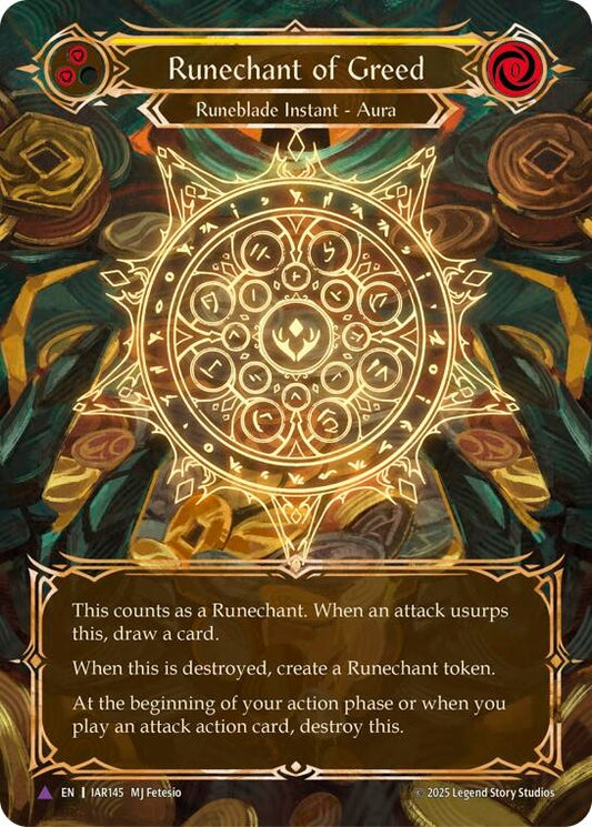 Image for Runechant of Greed (Yellow)(Marvel) (IAR145-MV) (Omens of the Third Age) (OMN) - Flesh and Blood TCG