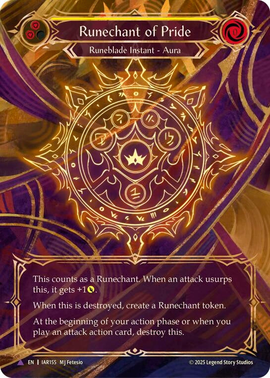 Image for Runechant of Pride (Yellow)(Marvel) (IAR155-MV) (Omens of the Third Age) (OMN) - Flesh and Blood TCG