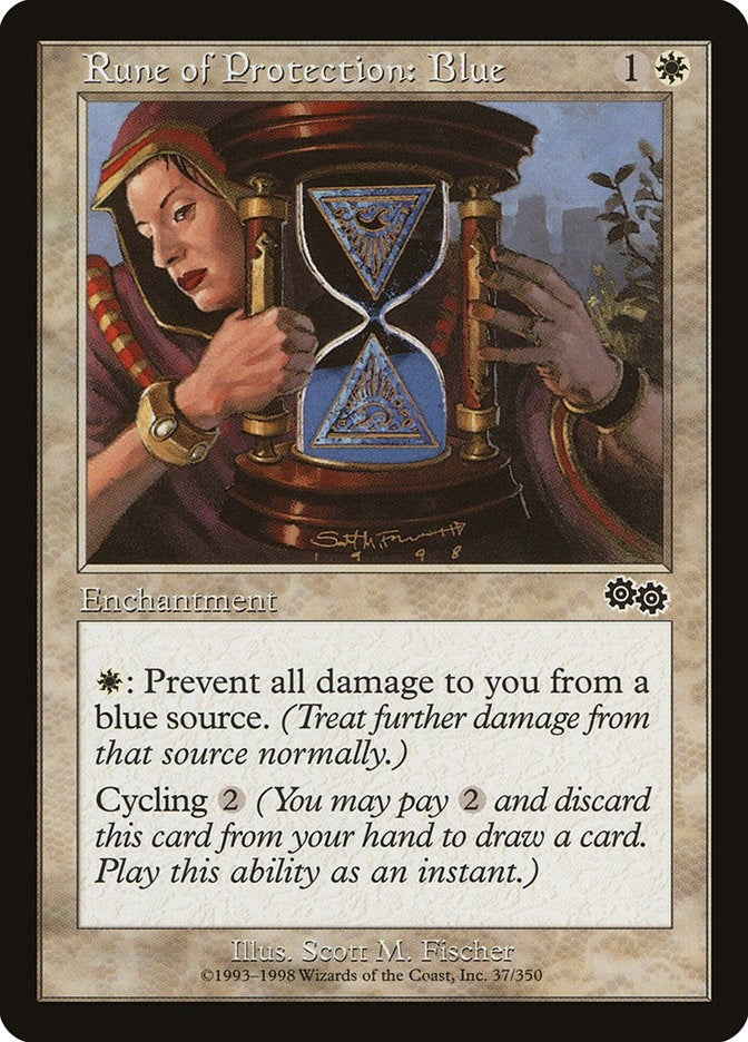 Image for Rune of Protection: Blue (37) (Urza's Saga) - Magic: The Gathering