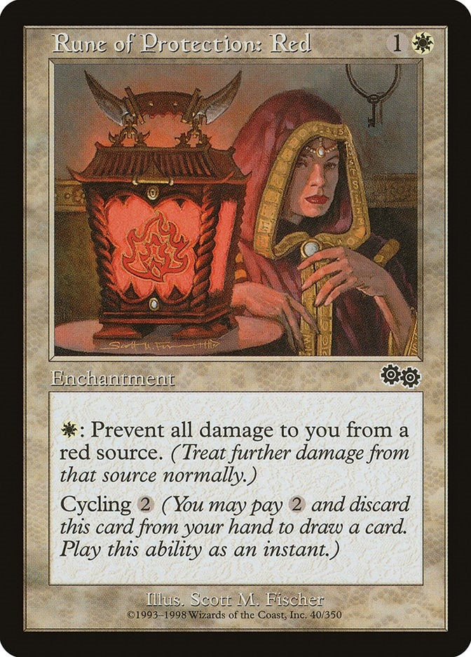 Image for Rune of Protection: Red (40) (Urza's Saga) - Magic: The Gathering
