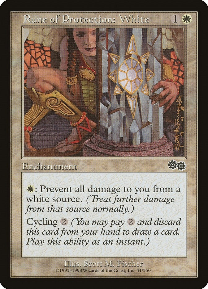 Image for Rune of Protection: White (41) (Urza's Saga) - Magic: The Gathering