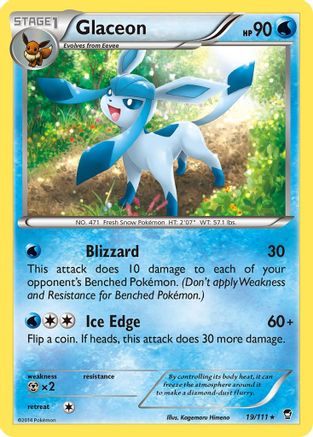 Glaceon 019/111  - Reverse Holofoil XY  Furious Fists - Rare