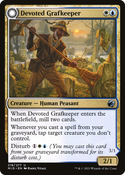 Devoted Grafkeeper (MID-218) - Innistrad: Midnight Hunt: (Double Faced Transform)