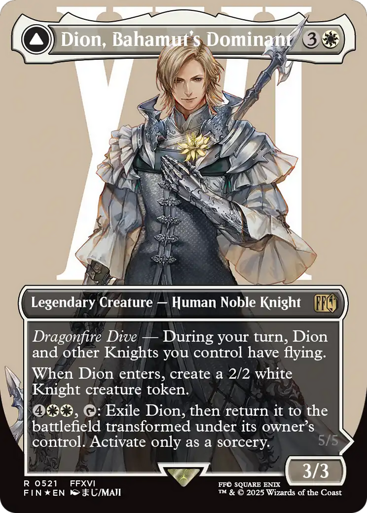 Dion, Bahamut's Dominant (Borderless) (Surge Foil) (521) (FIN)