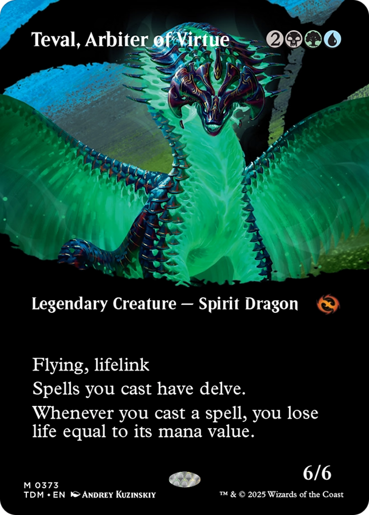 Teval, Arbiter of Virtue (TDM-373) - Tarkir: Dragonstorm: (Showcase) (Borderless) Foil