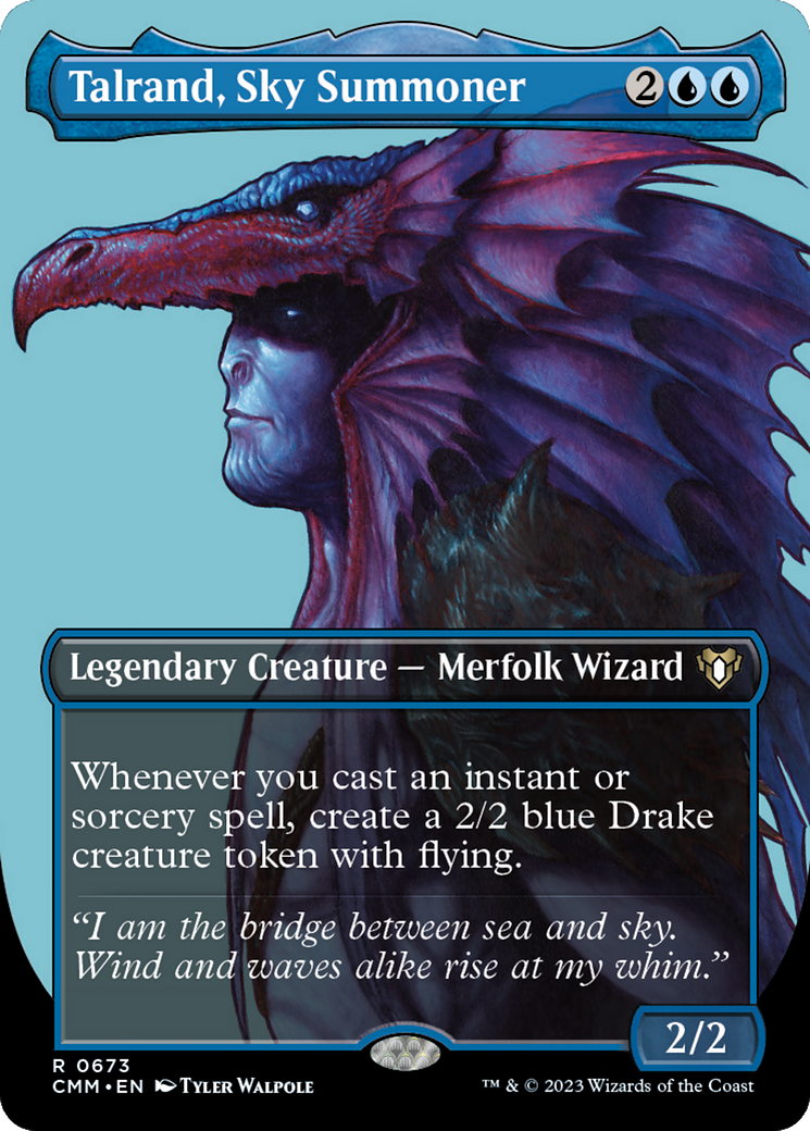 Talrand, Sky Summoner (Borderless) (CMM-673) - Commander Masters (Borderless)