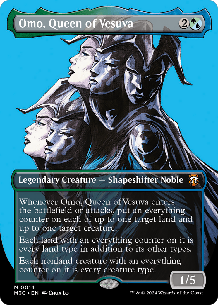 Omo, Queen of Vesuva (Borderless) (M3C-014) - Modern Horizons 3 Commander (Borderless) Ripple Foil